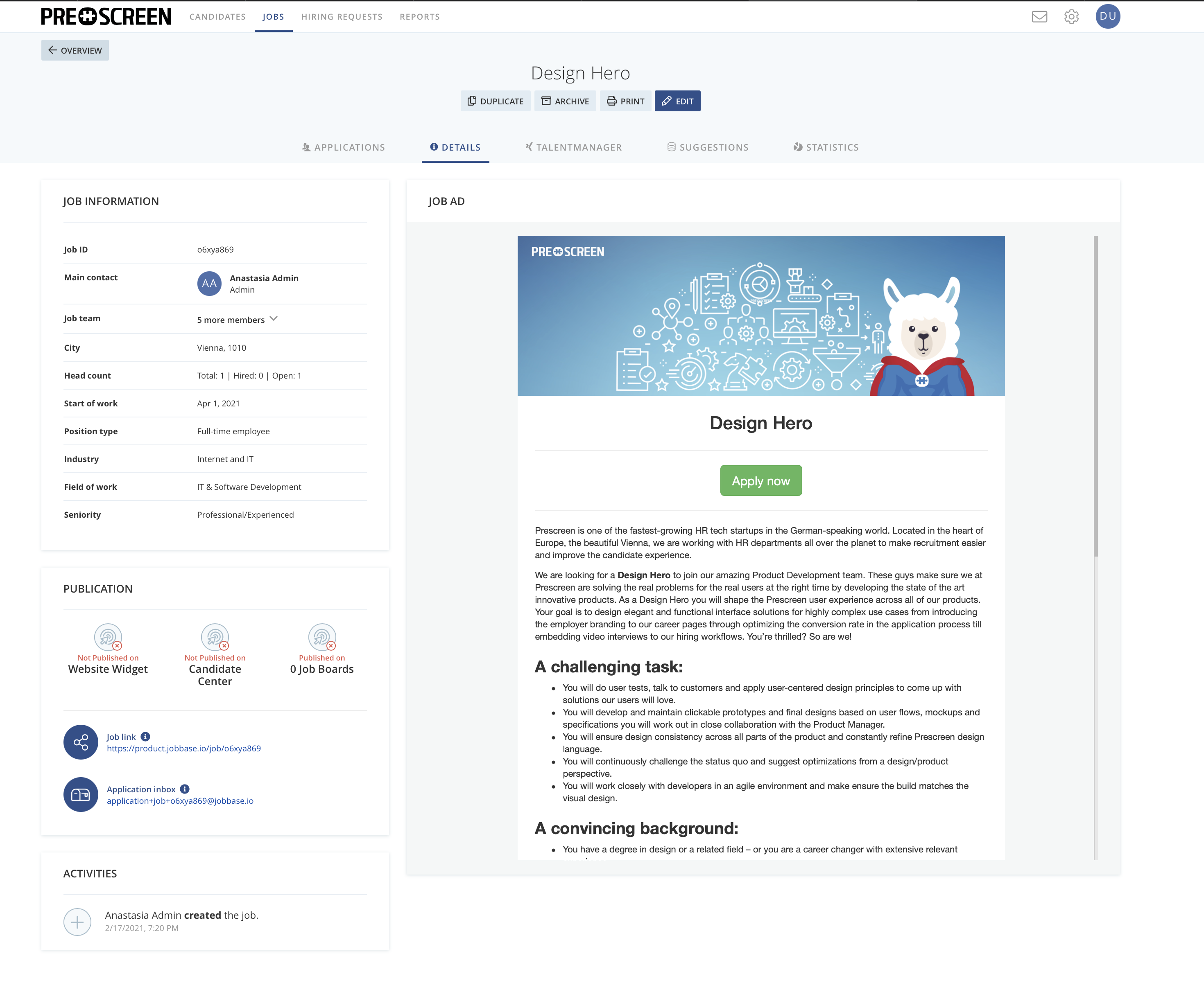 The Context and Before State: previous job ad editor limitations