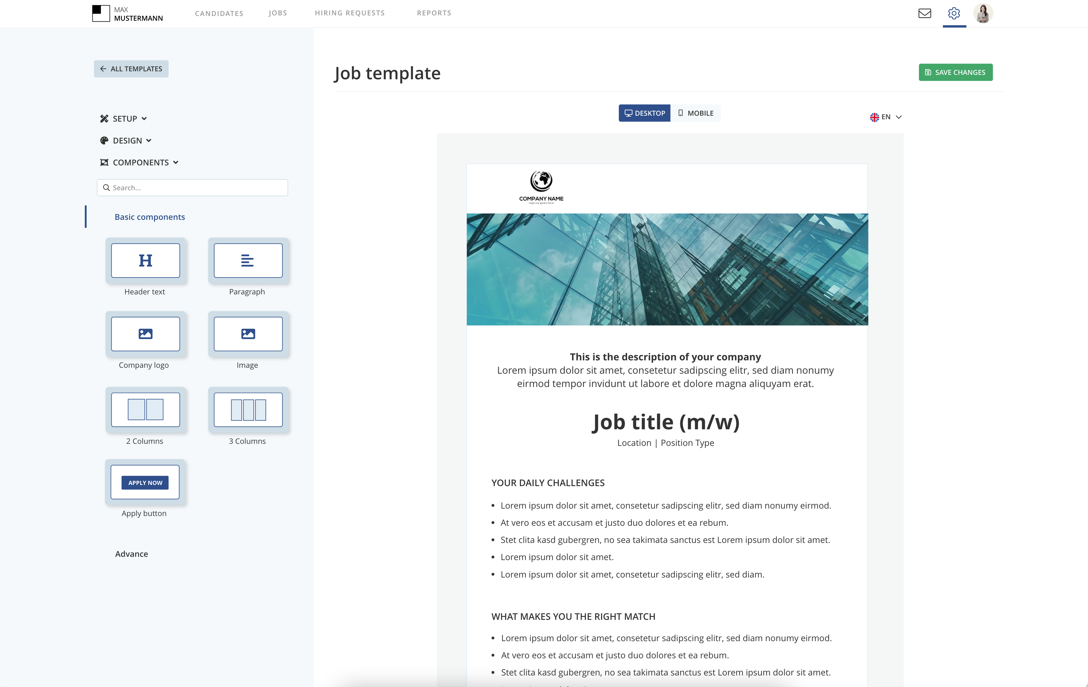 Core Innovation: Component sidebar and WYSIWYG editor