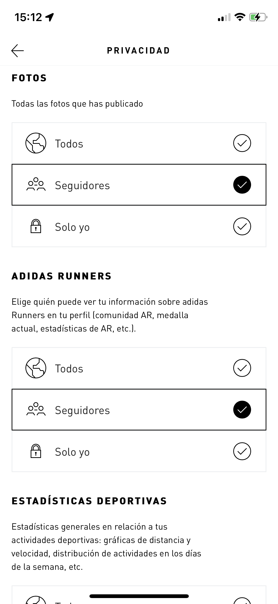 Native Mobile Privacy Preference Panel (Spanish)