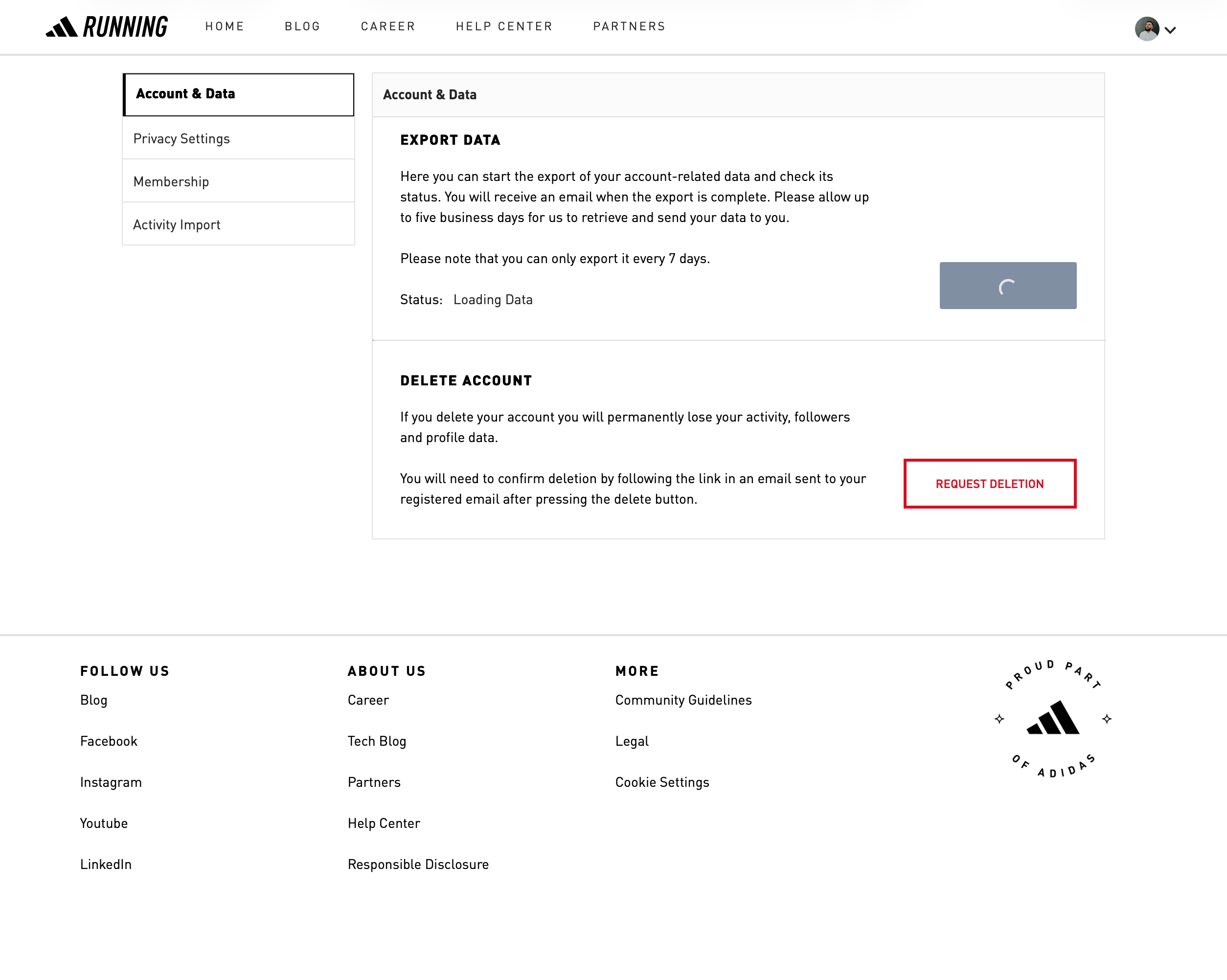 Self-Serve User Data Export & Account Deletion Request Tool